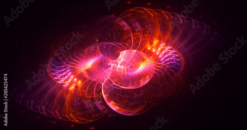 3D rendering abstract red fractal light background