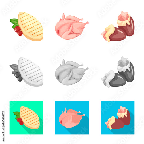 Vector design of product and poultry icon. Set of product and agriculture stock vector illustration. © pandavector