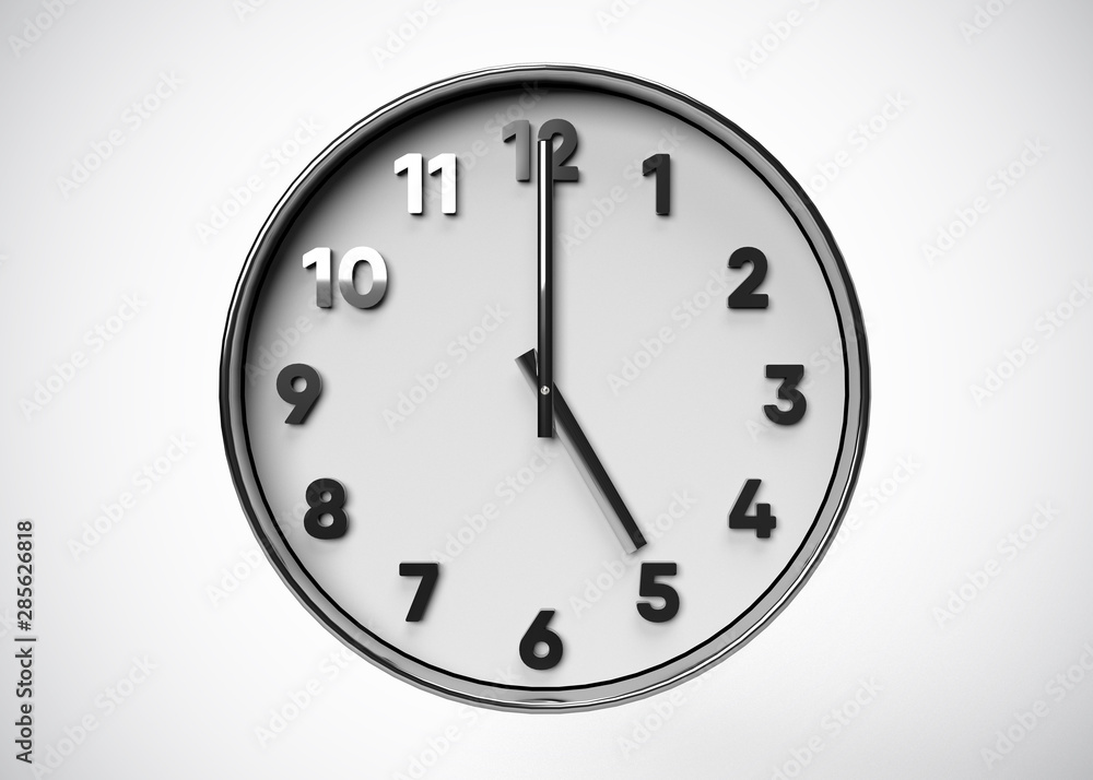 Clock 5 O’Clock Time 3D Render Clock 5 O’Clock Time 3D Render