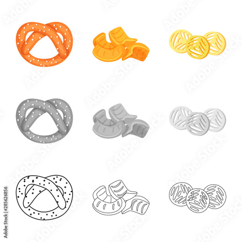 Vector design of Oktoberfest and bar sign. Set of Oktoberfest and cooking stock symbol for web.