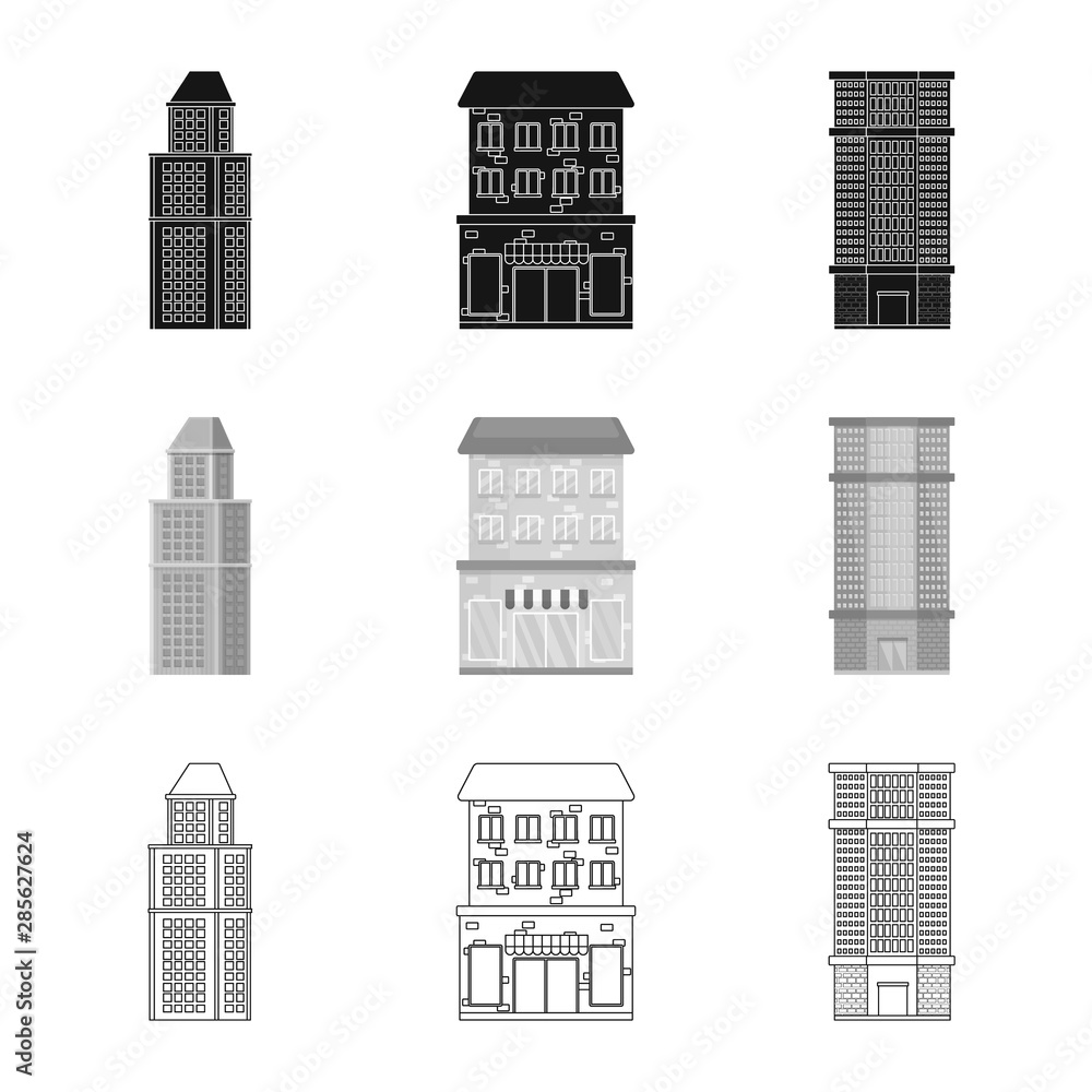 Isolated object of municipal and center logo. Set of municipal and estate stock symbol for web. Isolated object of municipal and center logo. Set of municipal and estate stock symbol for web.