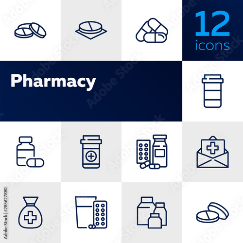Pharmacy icon set. Drugstore concept. Vector illustration can be used for topics like apothecary, pharmaceuticals, medicine