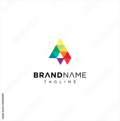 Free Download Letter A logo Pixel Triangle Geometric Colorful / Abstract Letter A Tech Logo Colorful Polygonal	 - GFXLoad