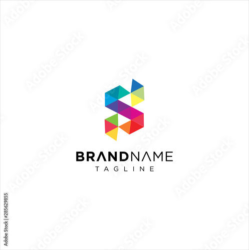 Free Download Letter S logo Pixel Triangle Geometric Colorful / Abstract Letter S Tech Logo Colorfull Polygonal - GFXLoad