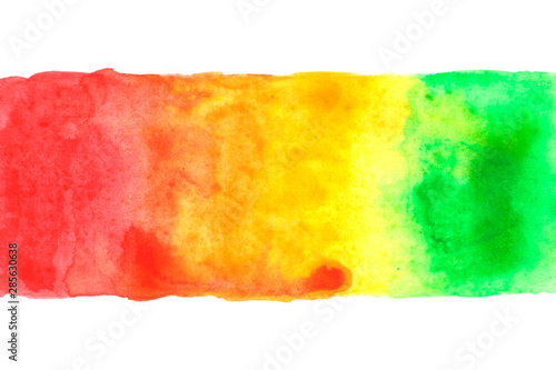 Line watercolor texture in rainbow colors on white paper. Bright background with space for text and/or image
