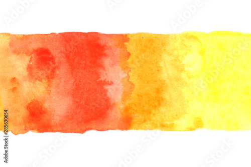 Abstract watercolor background. Line watercolor texture in yellow orange colors on white paper. Bright autumn background with space for text and/or image