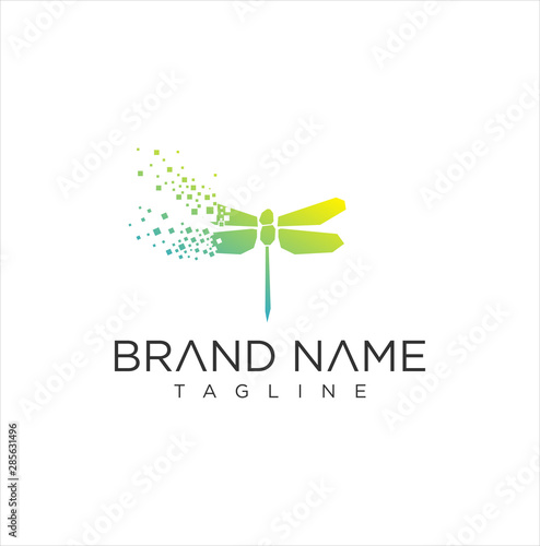 Dragonfly Tech Logo Icon Design Vector Stock . Dragonfly Digital Logo Template 