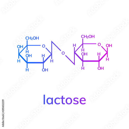 Lactose chemical formula on white background