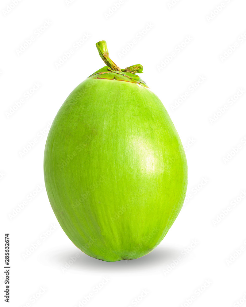 Green coconut on the white background Green coconut on the white background