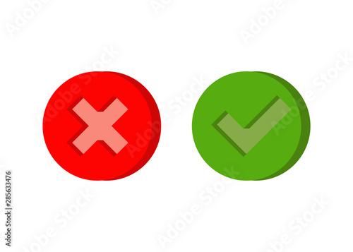 Free Download checkmark and cross buttons in 3d, flat - GFXLoad