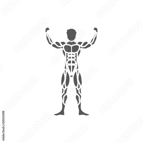 muscle man black icon on a white