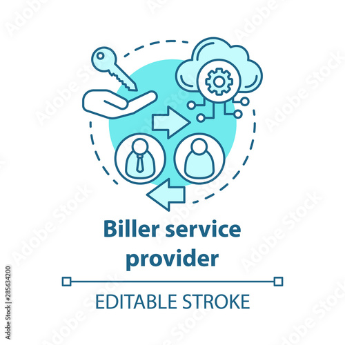 Biller service provider concept icon. Billing idea thin line illustration. Invoice providing. Services provision. E-payment for services. Vector isolated outline drawing. Editable stroke photo