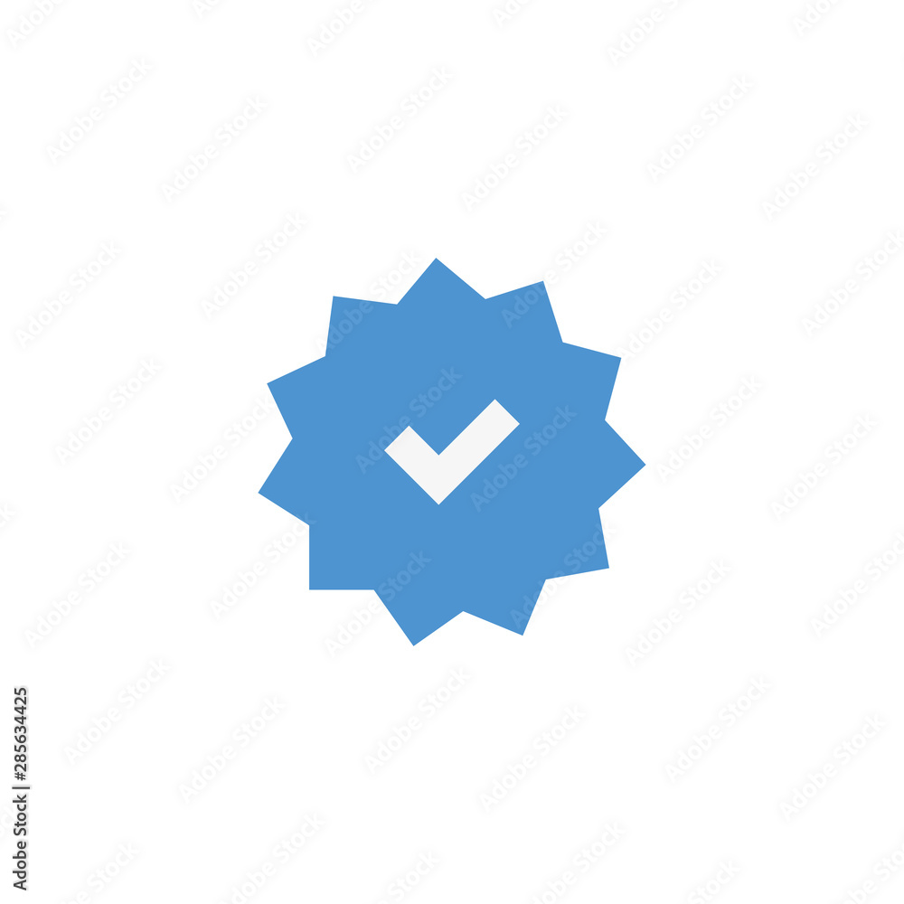 Fototapeta premium icon check on blue background, flat image mark