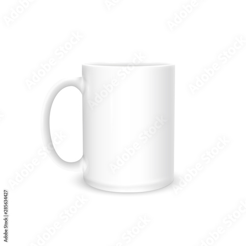 Cup photo realistic white isolated on white background