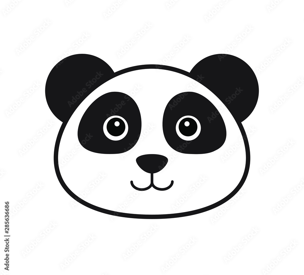 Vector flat outline panda face icon isolated on white background Vector flat outline panda face icon isolated on white background