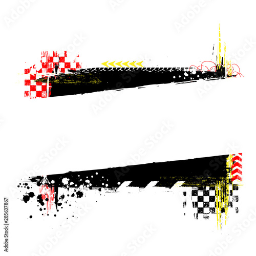 Black grunge horizontal frame with red and yellow race elements