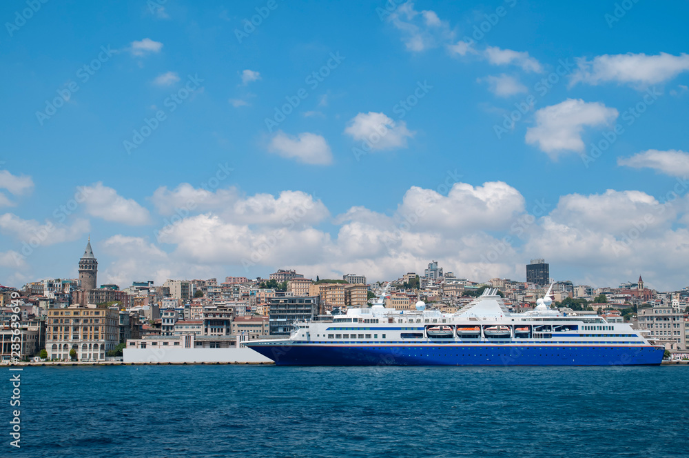 Cruise ship arriving in Istanbul, Turkey