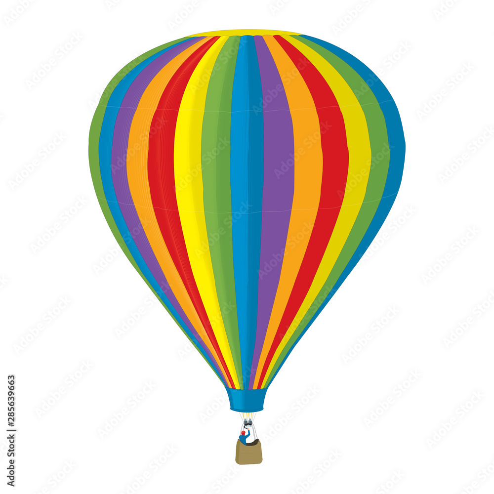 Fototapeta premium Airballoon cartoon on white background, vector illustration for travel theme.