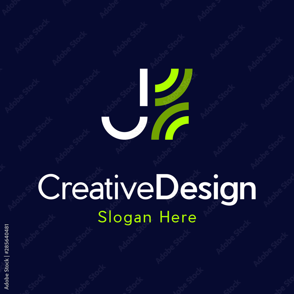 Naklejka premium Simple Modern JJ J Monogram Logo, Abstract Letter Initial JJ,J Vector Logo Design Template