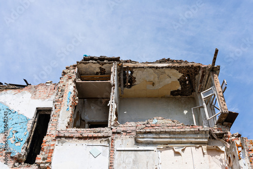 details destroyed building. consequences airstrike during war. Earthquake © Денис Бухлаев