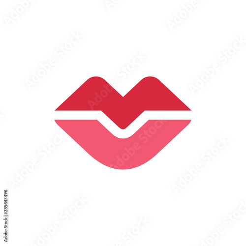 Sexy red lips logo design template, kiss icon, cosmetic concept illustration - Vector