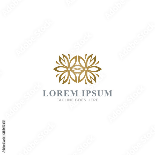  Gold Geometrical Leaves Logo © Yqbal