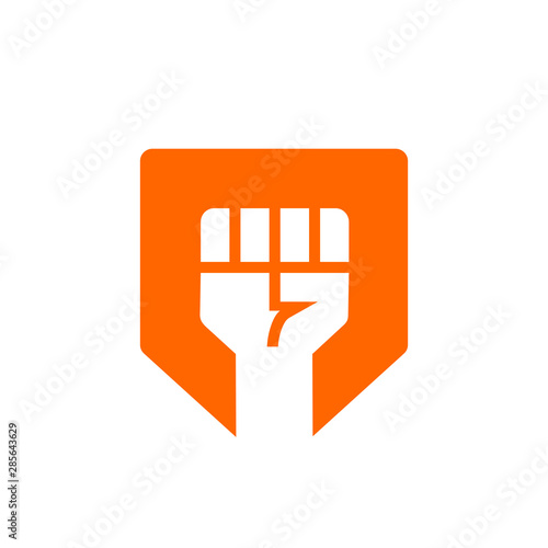 Fist and shield logo, rebel or revolt symbol, freedom icon design - Vector