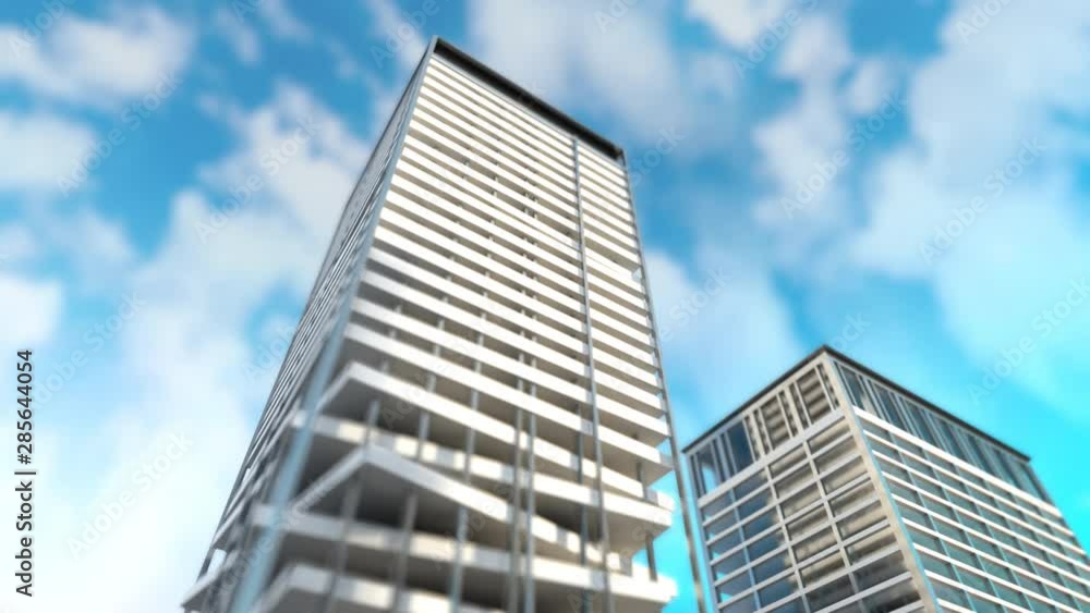 The construction of skyscrapers. Concept video. 4k. Animation The construction of skyscrapers. Concept video. 4k. Animation