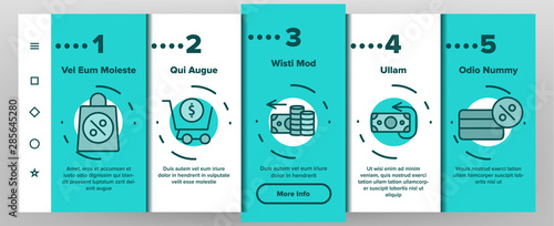 Cashback Service Onboarding Mobile App Page Screen Vector Thin Line. Interest Repayment And Accumulation Account, Money Coins And Percent Cashback Elements Linear Pictograms. Contour Illustrations