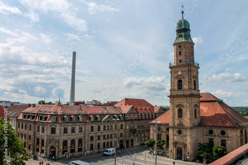 Obraz na płótnie Huguenots Church Erlangen On Sunny Day Front View