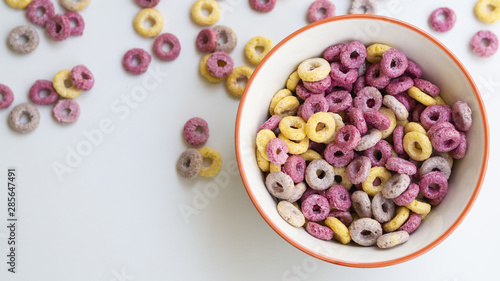 Bowl with cereals and fruit loops