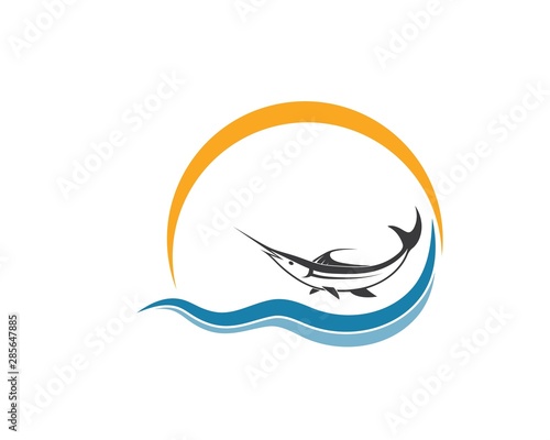 blue marlin fish icon logo illustration