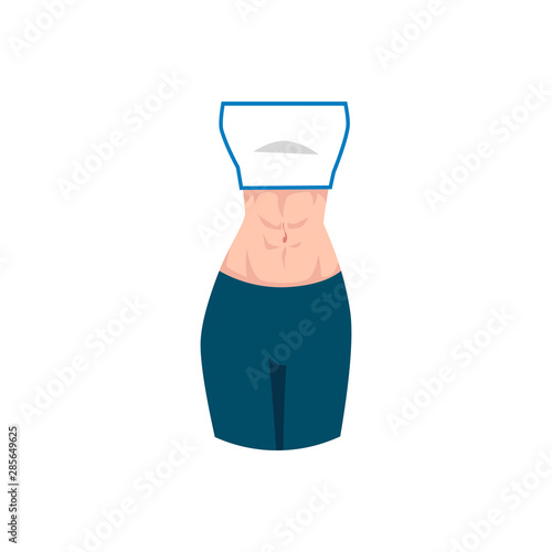 Female fitness - woman's torso with strong abs wearing sport clothes