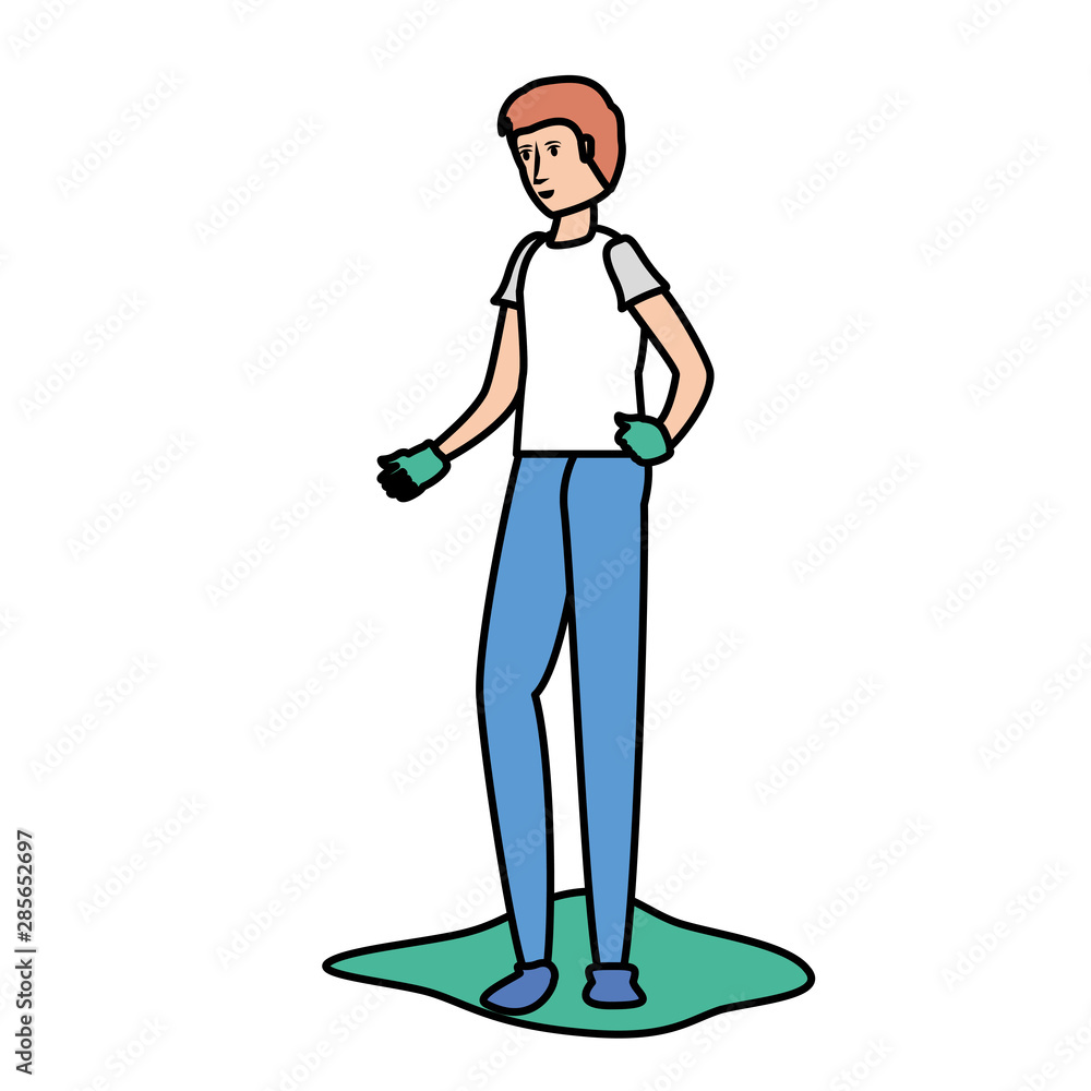 Isolated avatar man with gloves design Isolated avatar man with gloves design