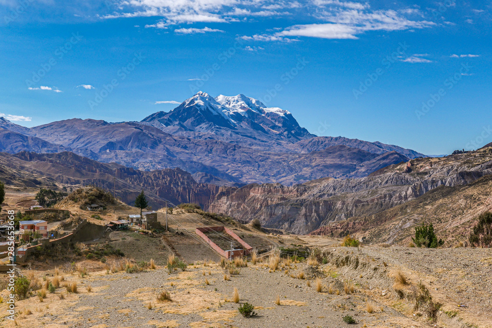 View of Mount Illimani in La Paz Bolivia