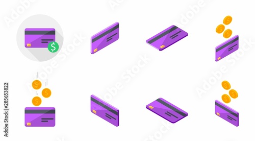 Wallpaper Mural Purple Credit card, Bank card, Isometric, Finance, Business, No background, Vector, Flat icon, Icon pack, Icon set Torontodigital.ca