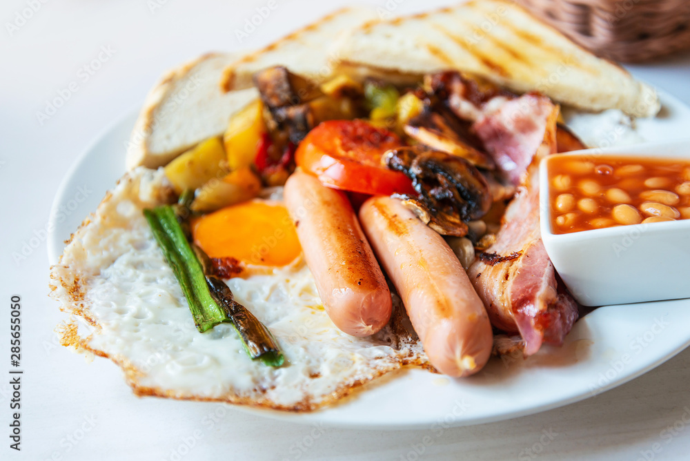 Egg and Toast - classical english breakfast with egg and ham Egg and Toast - classical english breakfast with egg and ham