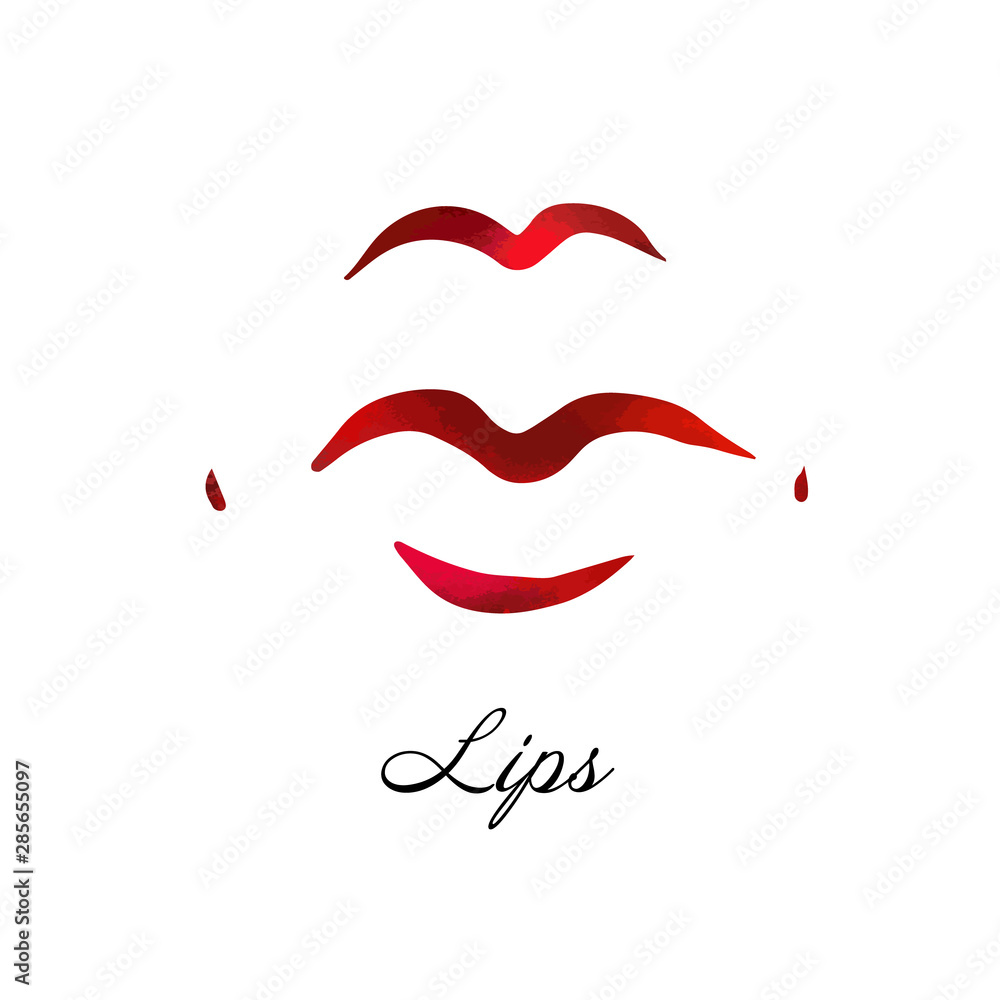 Red lips, sexy woman's kiss with birthmark, flat style, vector illustration. Beauty logo. Element design multi-colored lips Red lips, sexy woman's kiss with birthmark, flat style, vector illustration. Beauty logo. Element design multi-colored lips