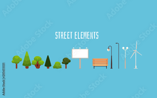 Street elements - isolated city park decoration objects design