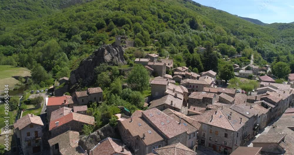 Burzet aerial back traveling, Ardèche, France Burzet aerial back traveling, Ardèche, France