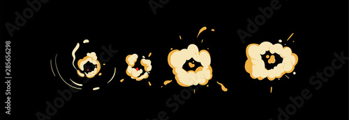 Cartoon explosion cloud set - comic style animation movement