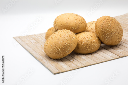 stack of bread isolated on white background