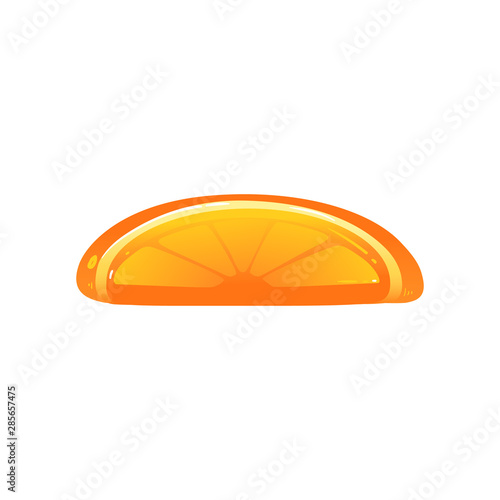 An inflatable glossy slice of orange for swimming in the water and the pool.