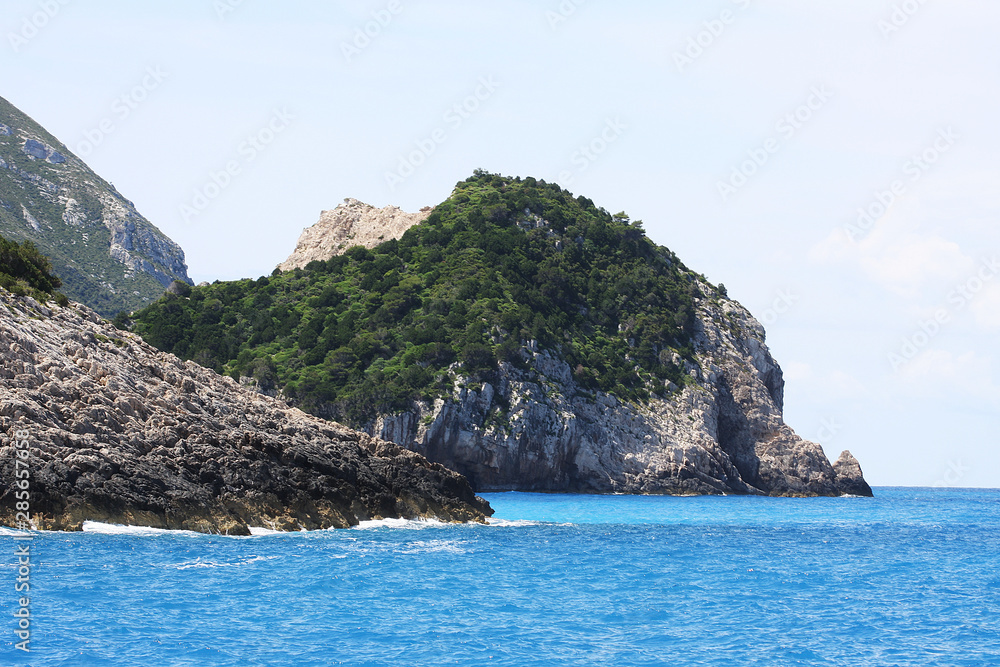 Naklejka premium Blue caves on Zakynthos island, Greece, travel concept