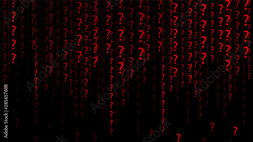 Red matrix. Computer code. Vector illustration. Technology background with flow of question mark.