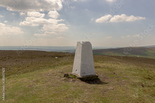 Trig point on moorland hill