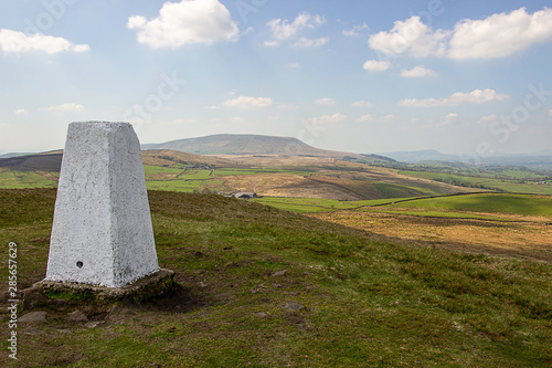 Pendle Hill seen from Weets Hill with trig point