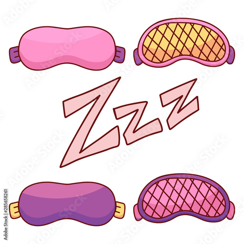 Sleep mask. Sleeping masks set in flat design style. The elements of the dream. Vector.