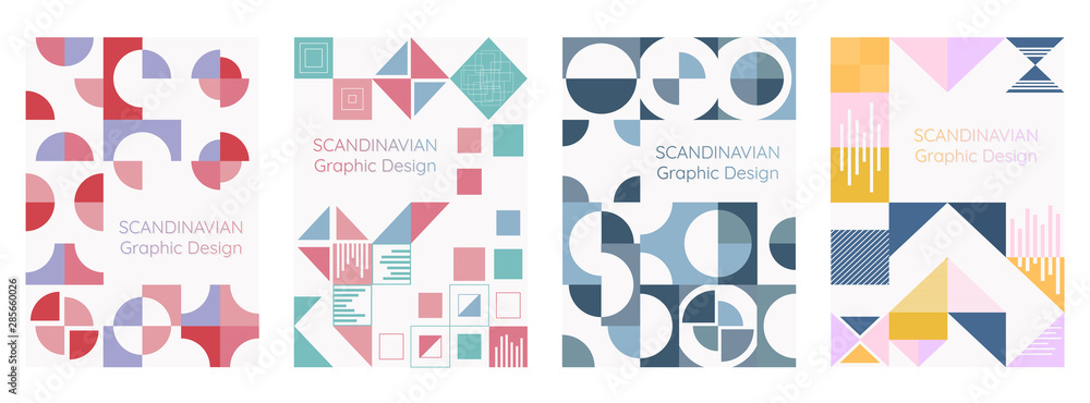 Fototapeta Skandynawski projekt graficzny i geometria w nowoczesnym stylu. ilustracja wektorowa