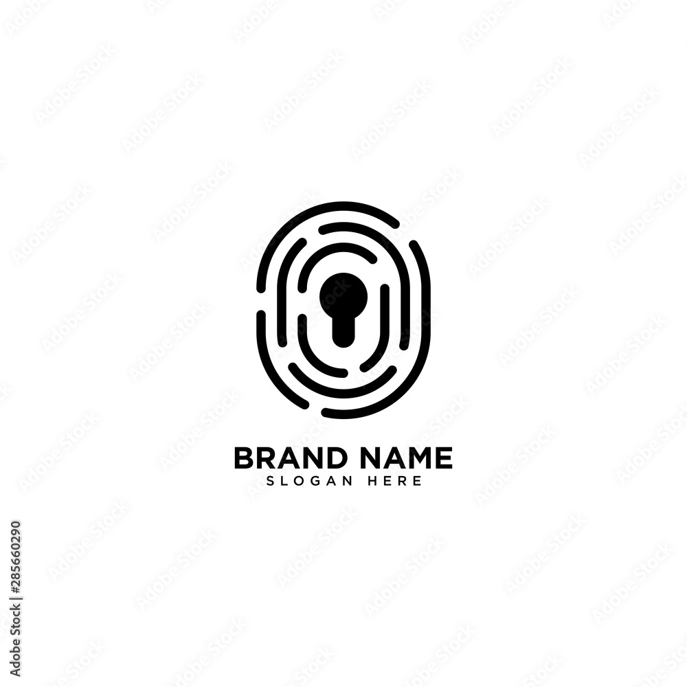 Fingerprint loop icon with lock icon, Vector design template Fingerprint loop icon with lock icon, Vector design template